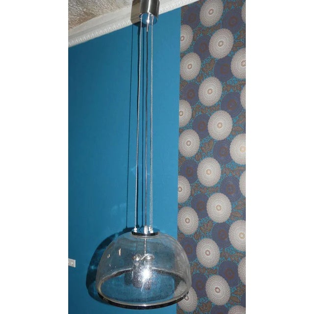 Vintage Chrome and Glass Dome Ceiling Lamp from Hustadt Leuchten, 1970s For Sale - Image 9 of 12