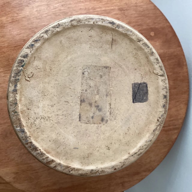Almond Antique Robinson Ransbottom Blue Crown Stoneware Crock Roseville Ohio For Sale - Image 8 of 12