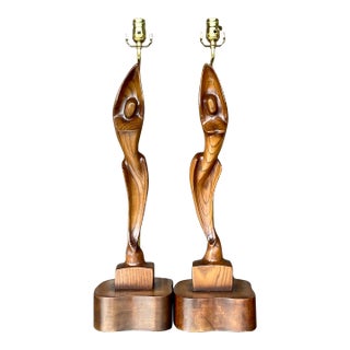 Vintage Boho Sculptural Figure Lamps by Yasha Heifetz - a Pair For Sale