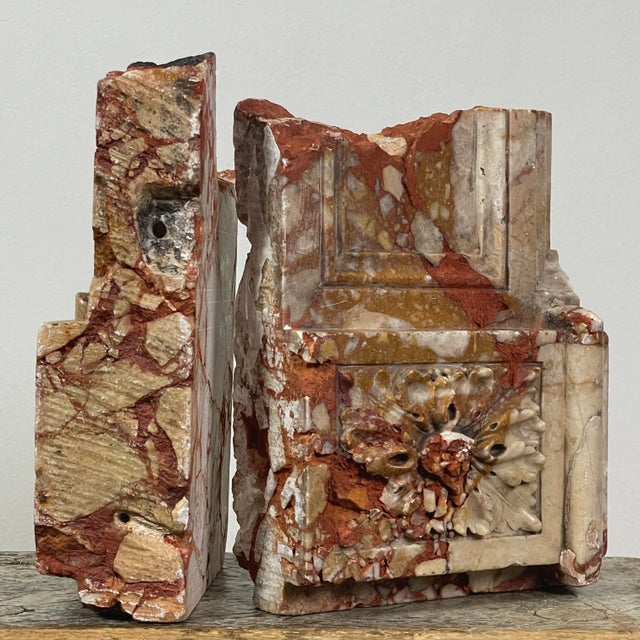 Baroque 18th Century Antique Italian Marble Remnant Bookends For Sale - Image 3 of 13