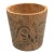 Vintage Mid-Century Hand-Carved Teakwood Cache Pot – Etched Botanical Vine Motif For Sale