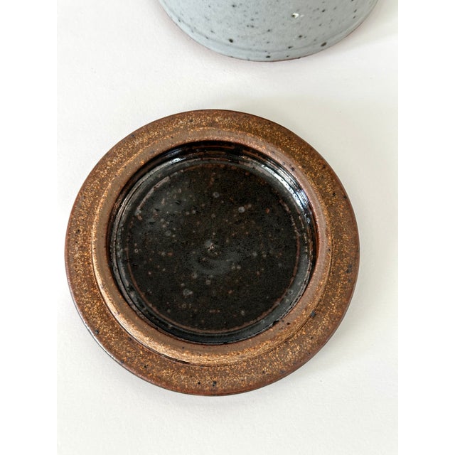 Tall Lidded Stoneware Studio Pottery Jar by Bob Hasselle for Clifton Earthworks Pottery For Sale - Image 10 of 15
