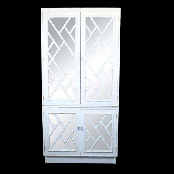 Mid-Century Modern Late 20th Century Faux Bamboo Mirrored Cabinet by Omega For Sale - Image 3 of 7