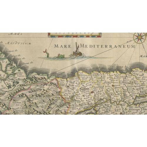 Antique Blaeu Holy Land Map Terra Sancta Palestina, 1629 For Sale - Image 9 of 10