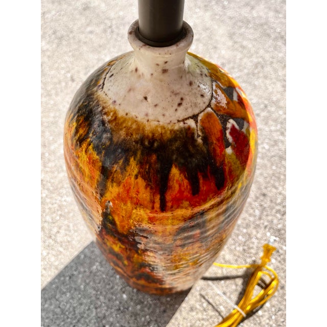 Brutalist Fat Lava Lamp + Two-Tiered Striped Shade | C. 1970s For Sale In Tampa - Image 6 of 12