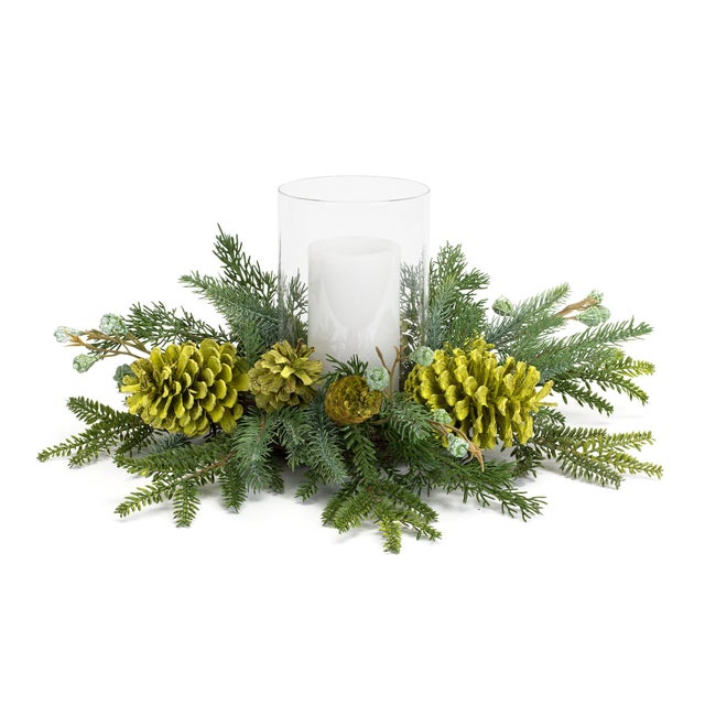 Add a touch of elegance to your holiday decor with the Mixed Winter Pine Cone Candle Holder. Designed to enhance any...