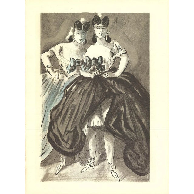 Two Women by Lena Leclercq, Unsigned 1939 Lithograph.14 x 10.25 inches