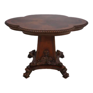 Maitland Smith Carved Base Figural Mahogany Center Table