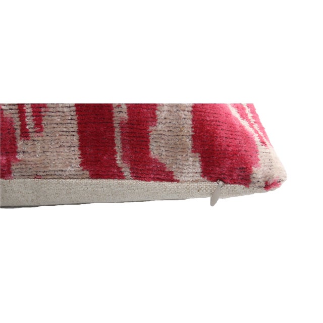 Pink Turkish Velvet Ikat Pillow 16 X 16 For Sale - Image 4 of 7