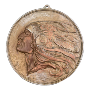 Vintage Cast Metal Wall Plaque of Plains Native American Chief – 8.9”