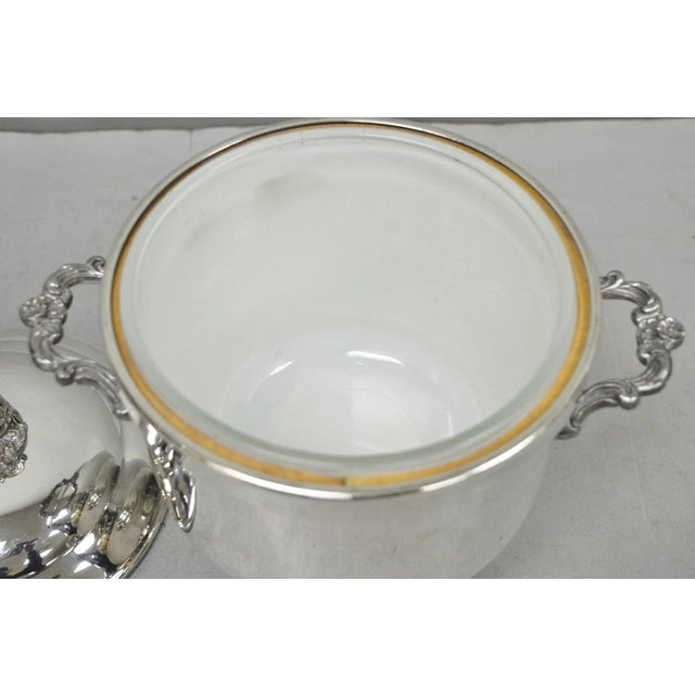 Vintage Victorian Silver Plated Footed and Covered Lidded Bar Ice Bucket For Sale - Image 10 of 12