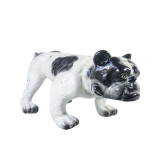 Sculpture of Bulldog in Glazed Terracotta, France, 1920s For Sale