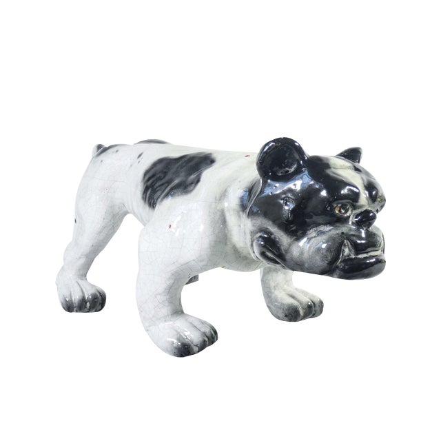 Sculpture of Bulldog in Glazed Terracotta, France, 1920s For Sale