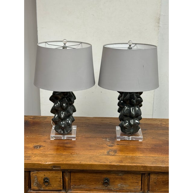 Ceramic Modern Organic Meteoric Lamps, Pair For Sale - Image 7 of 12
