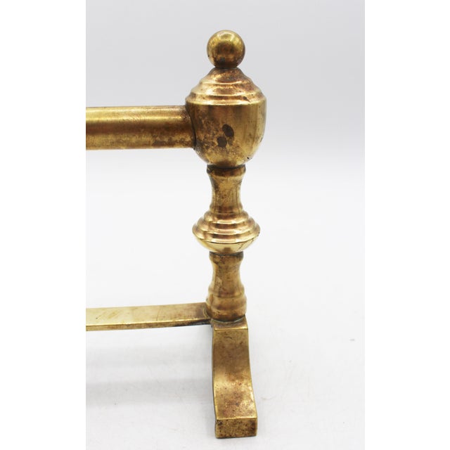 Traditional Early 20th Century English Edwardian Period Pair of Georgian Revival Brass Tool Rests For Sale - Image 3 of 7