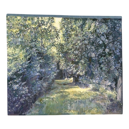 French Impressionist Tapestry with Forest Motif in the style of Aubusson, 1960s For Sale