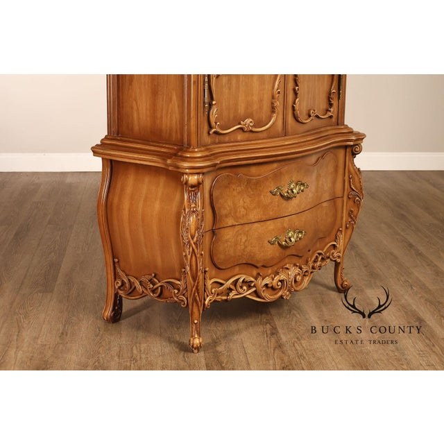 Brown French Rococo Style Bombe Armoire Chest For Sale - Image 8 of 18