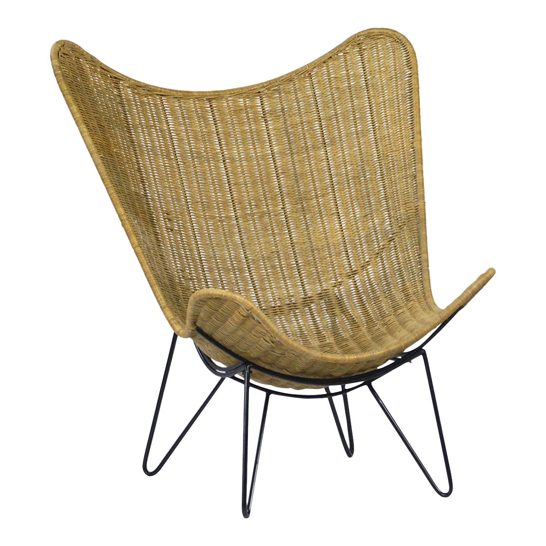 Rattan & Iron Scoop Chair Chairish