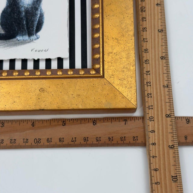 Original Black Cat Drawing on Paper in Gilt Frame For Sale - Image 9 of 9