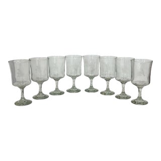 Vintage Mid Century Etched Monogram “A” Goblet - Set of 8 For Sale