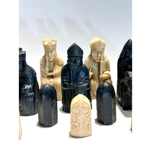 Cream Set of 32 Vintage Isle of Lewis Chess Pieces For Sale - Image 8 of 17