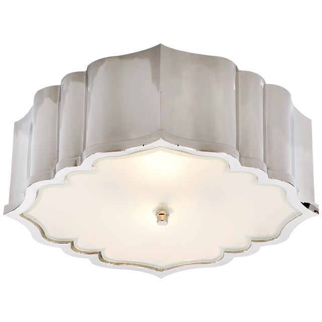 Balthazar Flush Mount in Polished Nickel with Frosted Glass Designer: Alexa Hampton Mounting: Flush Shade Detail: Frosted...