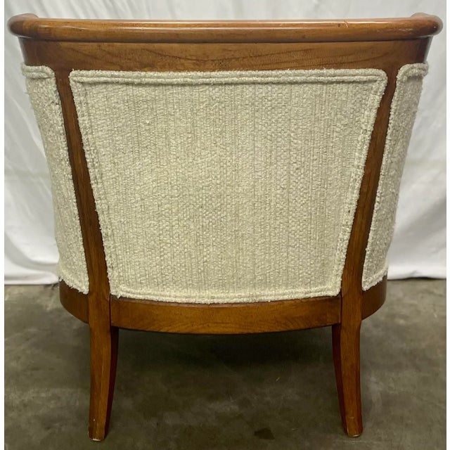 Wood Vintage Statton Furniture Mahogany & Textured Slub Upholstery Club Chair For Sale - Image 7 of 13