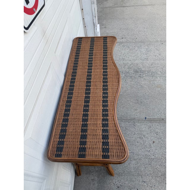 Vintage Boho Rattan & Wicker Console Table With Drawer and Woven Shelf For Sale - Image 9 of 12
