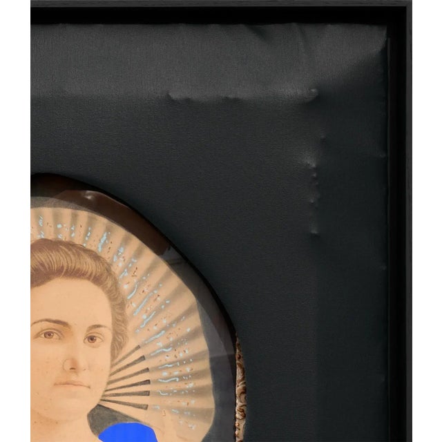 2020s 2020 "Matilda" Contemporary Black Canvas Wrapped Portrait With Vibrant Blue Collar by Matthew Reeves For Sale - Image 5 of 10