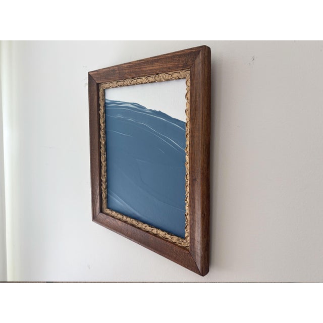2020s "Waves" Abstract Art in Antique Frame, Seascape Painting Transitional Wall Art by JTS For Sale - Image 5 of 9