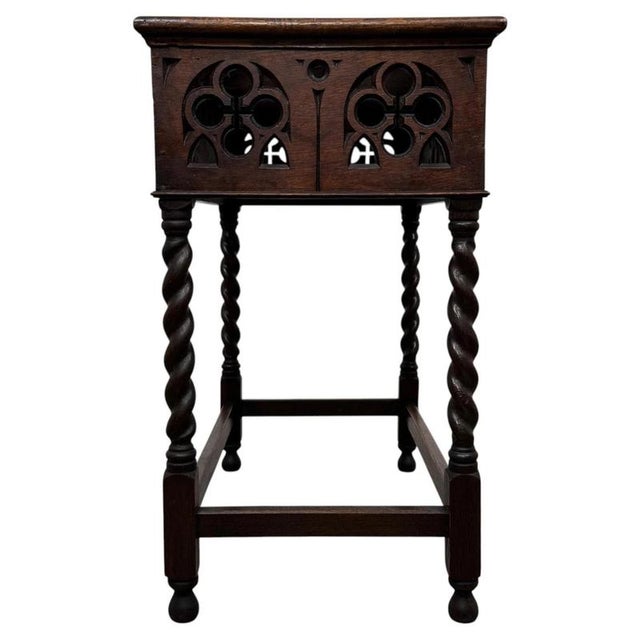 2000 - 2009 20th Century Gothic Oak Side Table For Sale - Image 5 of 10