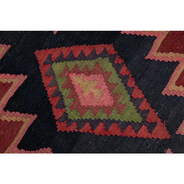 Brick Red Mid-20th Century Turkish Kilim Red Handmade Tribal Wool Rug For Sale - Image 8 of 9