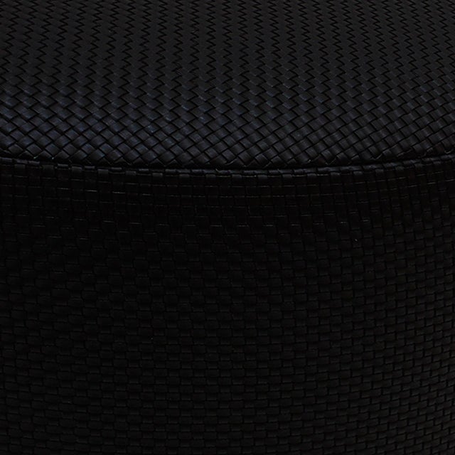 Black Vintage Circular Pouf in Black Braided Lambskin by LA Design, 2010s For Sale - Image 8 of 10