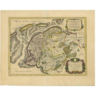 Antique Map of Friesland in the Netherlands, 1709 For Sale