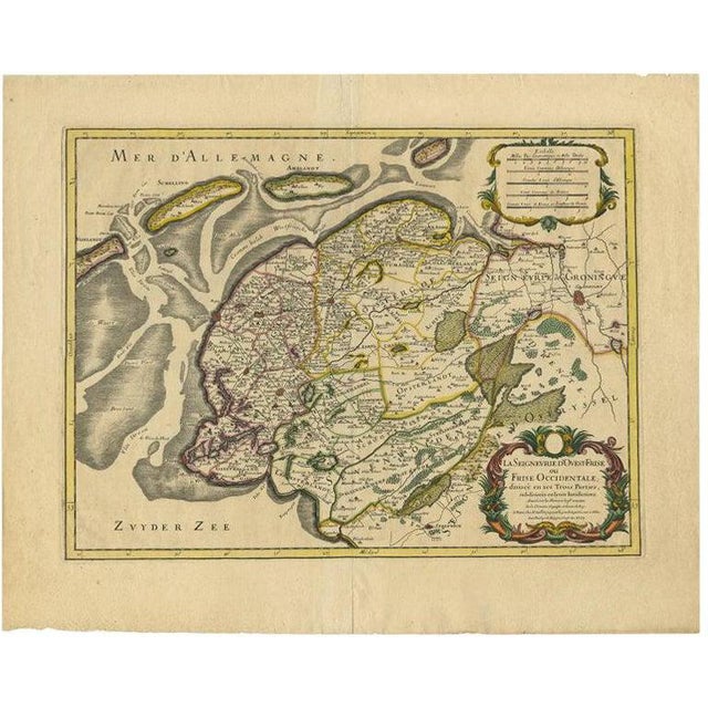 Antique Map of Friesland in the Netherlands, 1709 For Sale