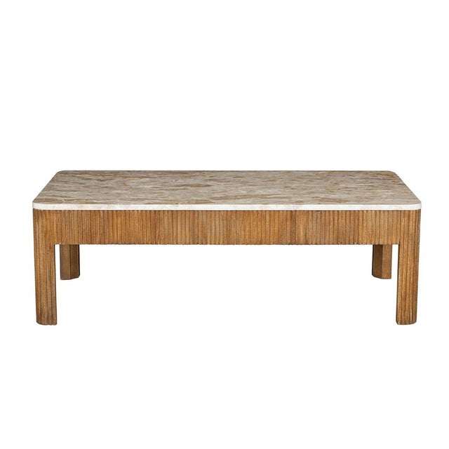 Matthew Izzo Home Mango Wood With Marble Top Coffee Table For Sale - Image 4 of 5