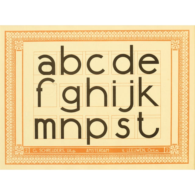 1907 Dutch Letterpress Sheet, Matted (Abcde Fghijk Mnpst) For Sale