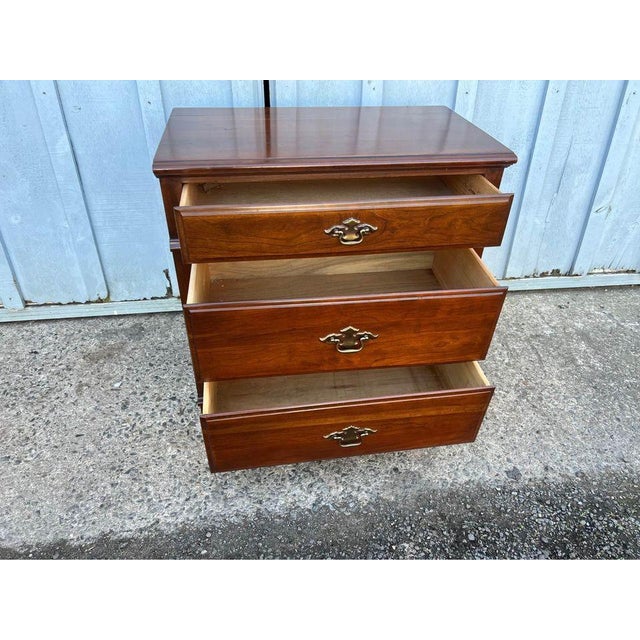 Wood Late 20th Century Vintage Young Hinkel Cherry Three Drawer Side Chest. For Sale - Image 7 of 7