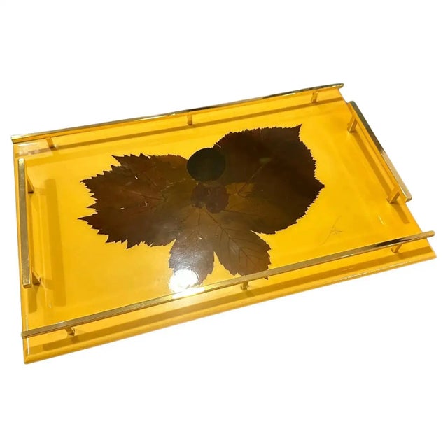 1960s Mid-Century Modern Lacquered Wood and Brass Italian Serving Tray For Sale - Image 6 of 13