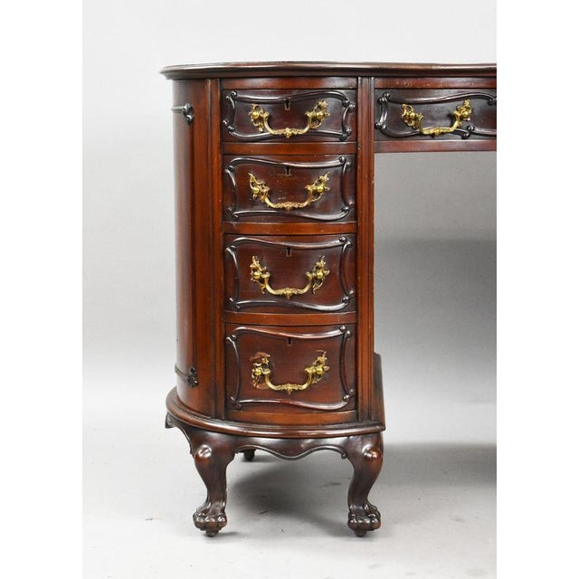 Wood Victorian Mahogany Kidney Shaped Desk, 1870 For Sale - Image 7 of 12