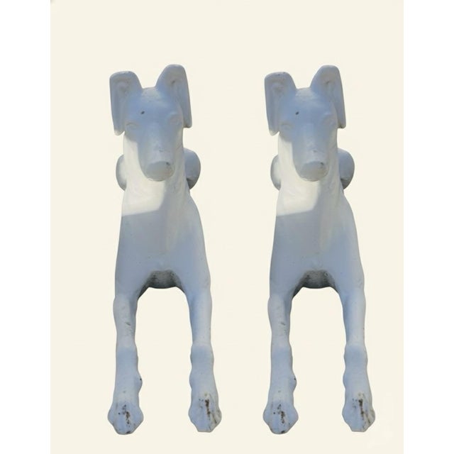 Neoclassical 1980s Elegant Pair of Vintage Greyhound Statues For Sale - Image 3 of 4