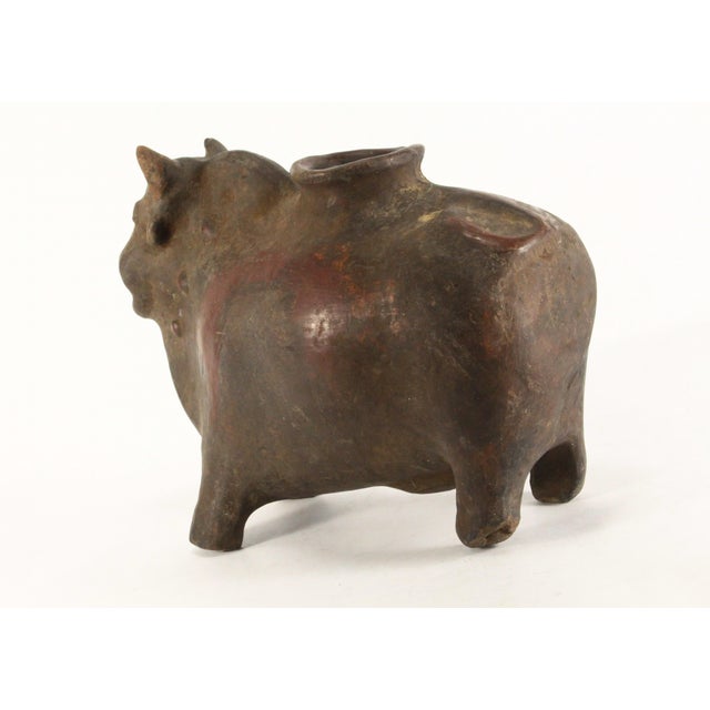 Huge 19th C. Spanish Colonial Cusco Pottery Bull Shaped Terracotta Chicha Vessel For Sale - Image 10 of 18