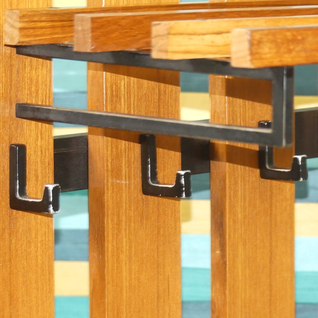 Black Vintage Wall-Mounted Coat Rack with Hat Shelf, 1960s For Sale - Image 8 of 10