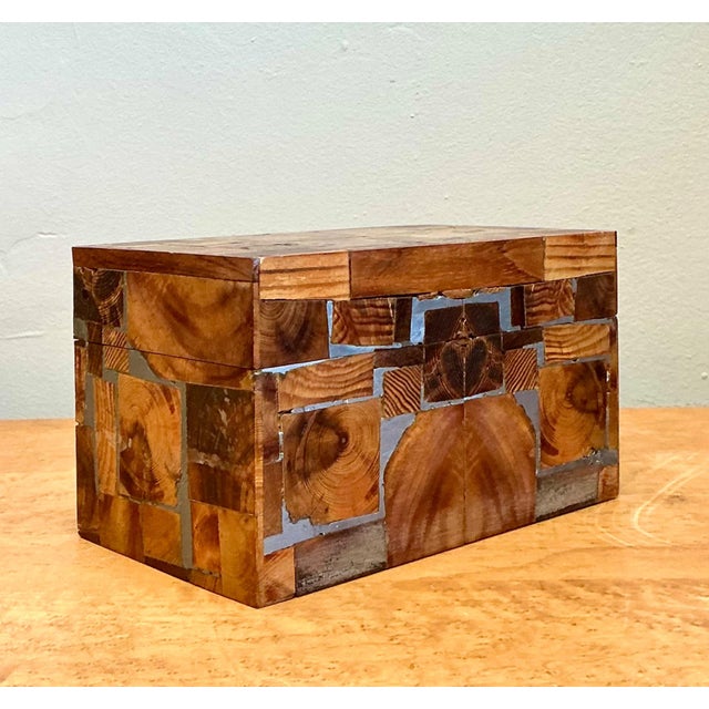 Mid 20th Century Vintage Wood Mosaic Box For Sale - Image 5 of 17