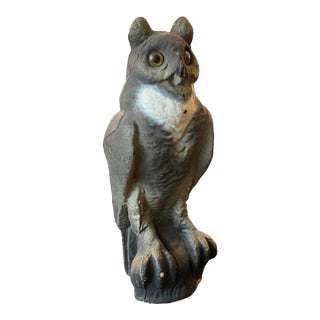 Mid 20th Century Paper Mache Great Horned Owl Decoy Statue For Sale