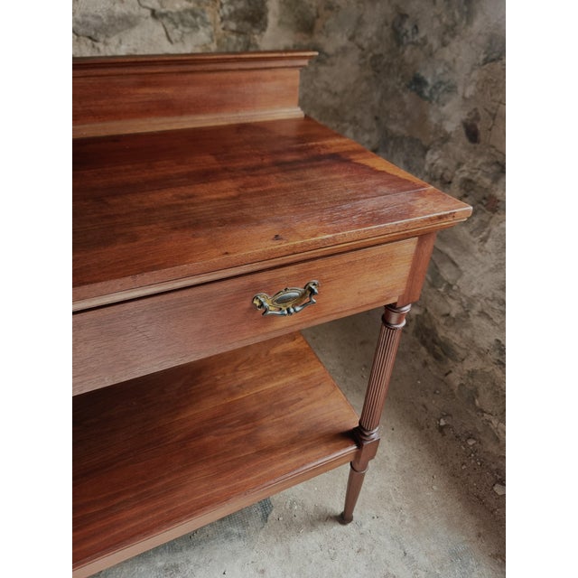 Antique French Mahogany Console Table with Drawer and Shelf, 1900 For Sale - Image 14 of 18