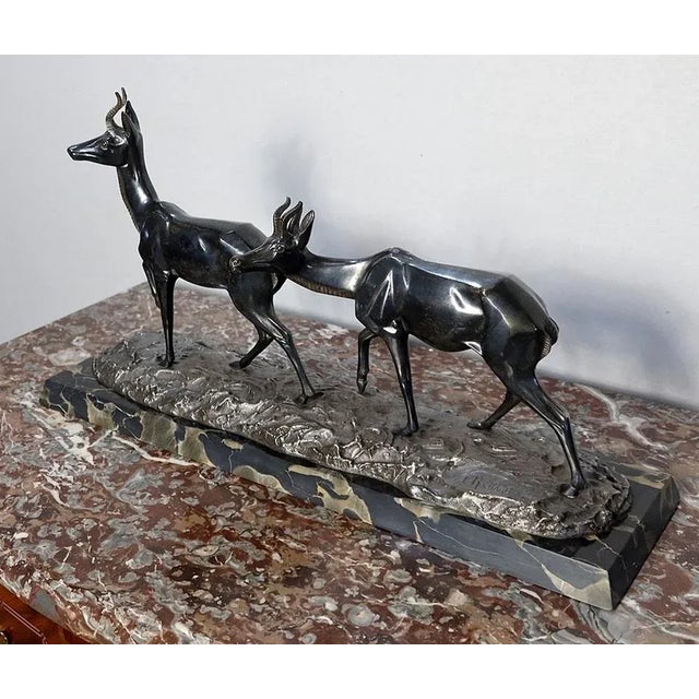 Bronze Two Gazelles Sculpture by I. Rochard For Sale - Image 3 of 18