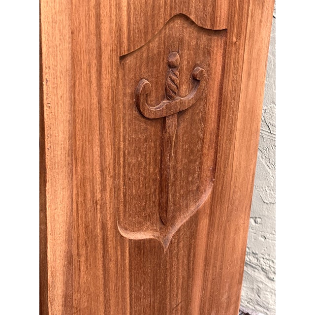 Spanish Gothic Style Walnut Entry Wardrobe With Five Hangers and Carvings For Sale In Miami - Image 6 of 12