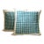 Pair of Teal and White Check Linen Pillows For Sale