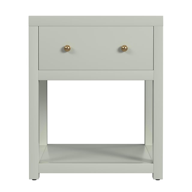 Spritely Home Accent Furniture Nora 21 in. W Rectangular Wood 1 Drawer Small Nightstand with Lower Open Shelf, Sage Green For Sale - Image 4 of 8